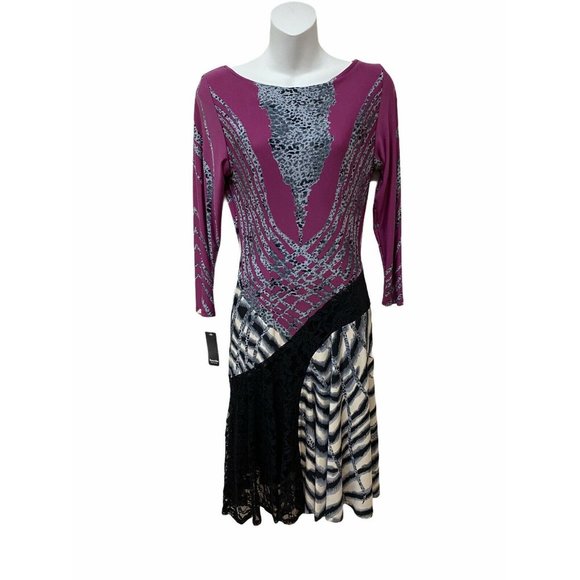 Mixed Animal Print Jersey Lace Stretch Dress‎ - Picture 1 of 7